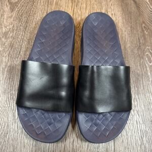 Cole Haan Grandpro Black Blue Leather Slip On Slides Sandals Sz 9 M